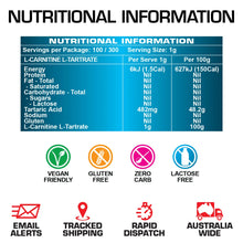 Load image into Gallery viewer, an amino acid with fat burning properties to improve results. gluten free and vegan friendly. zero sugar